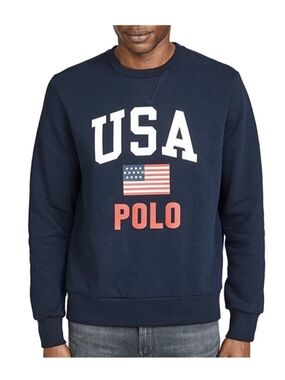 Polo Ralph Lauren USA Flag Polo Sweatshirt in navy size M